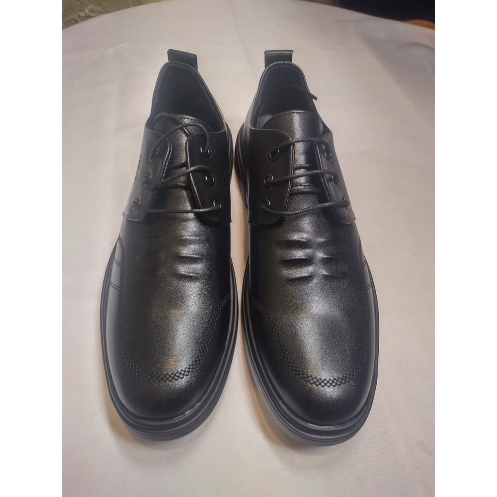 Mens Black Oxford Dress Shoes Comfortable Lace Up Business Casual Size 45 NEW